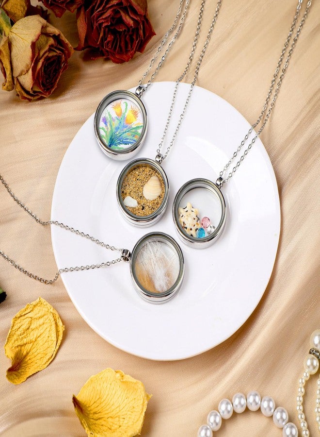 Highergo 6 Pcs Locket Necklace DIY Floating Round Locket Pendant Floating Memory Necklace for Women Friendship Memory Nostalgic - Image 4